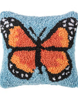Monarch Butterfly Hooked Throw Pillow