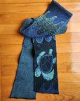 Recycled Cotton Sweater Knit Scarf - Sea Turtles