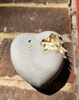 Concrete Love Heart with Petrified White Strawflower