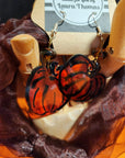 Halloween Spooky Earrings Sets - Rich Cocoa Brown Scarf & Pumpkin Earrings