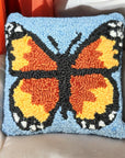 Monarch Butterfly Hooked Throw Pillow