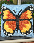 Monarch Butterfly Hooked Throw Pillow