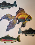 FISH! - Colorful Trout Wooden Wall Sculpture 13"