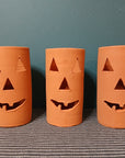 Terra Cotta Jack O' Lantern Votive Candle Holders - Tall