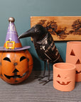 Terra Cotta Jack O' Lantern Votive Candle Holders - Tall