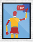Mid-Mod Print-Sup? Waving Stick Figure Man Print