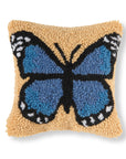 Butterfly Blue Hooked Throw Pillow