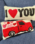 Red Love Delivery Truck Throw Pillow
