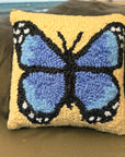 Butterfly Blue Hooked Throw Pillow