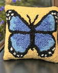 Butterfly Blue Hooked Throw Pillow