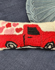 Red Love Delivery Truck Throw Pillow