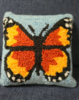 Monarch Butterfly Hooked Throw Pillow