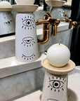 CERAMIC CANDLE HOLDERS WITH EYES