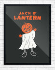 Mid-Mod Print - Halloween Jack O Lantern Ghost Boy