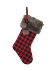 C_Buffalo Check Faux Fur Trimmed Stocking