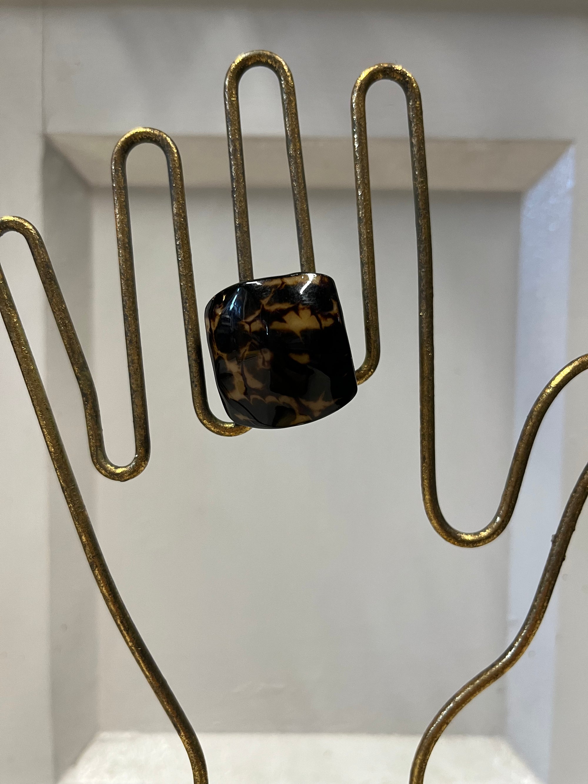 Hand Carved and Painted Tagua Nut Ring - Black Beauty