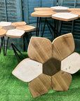 WOODEN FLOWER SIDE TABLES