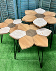 WOODEN FLOWER SIDE TABLES