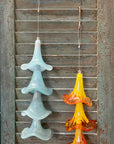 Glass Petunia Wind Chime - Yellow and Orange