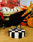 Crow Table Topper with Checkered Base