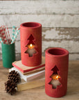 C_Red Clay Christmas Tree Luminary