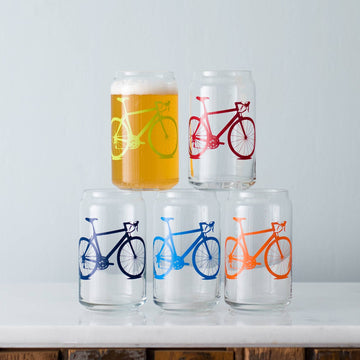 Set of 2 Bicycle Can Glasses: Bike Party - Assorted Colors