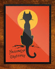 Mid-Mod Print - Halloween Greetings Cat & Moon