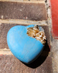 Concrete Love Heart with Petrified White Strawflower