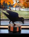 Crow Table Topper with Checkered Base