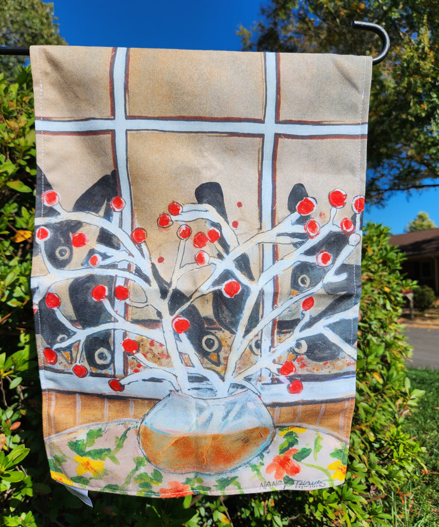 Garden Flags - Blackbirds Feast