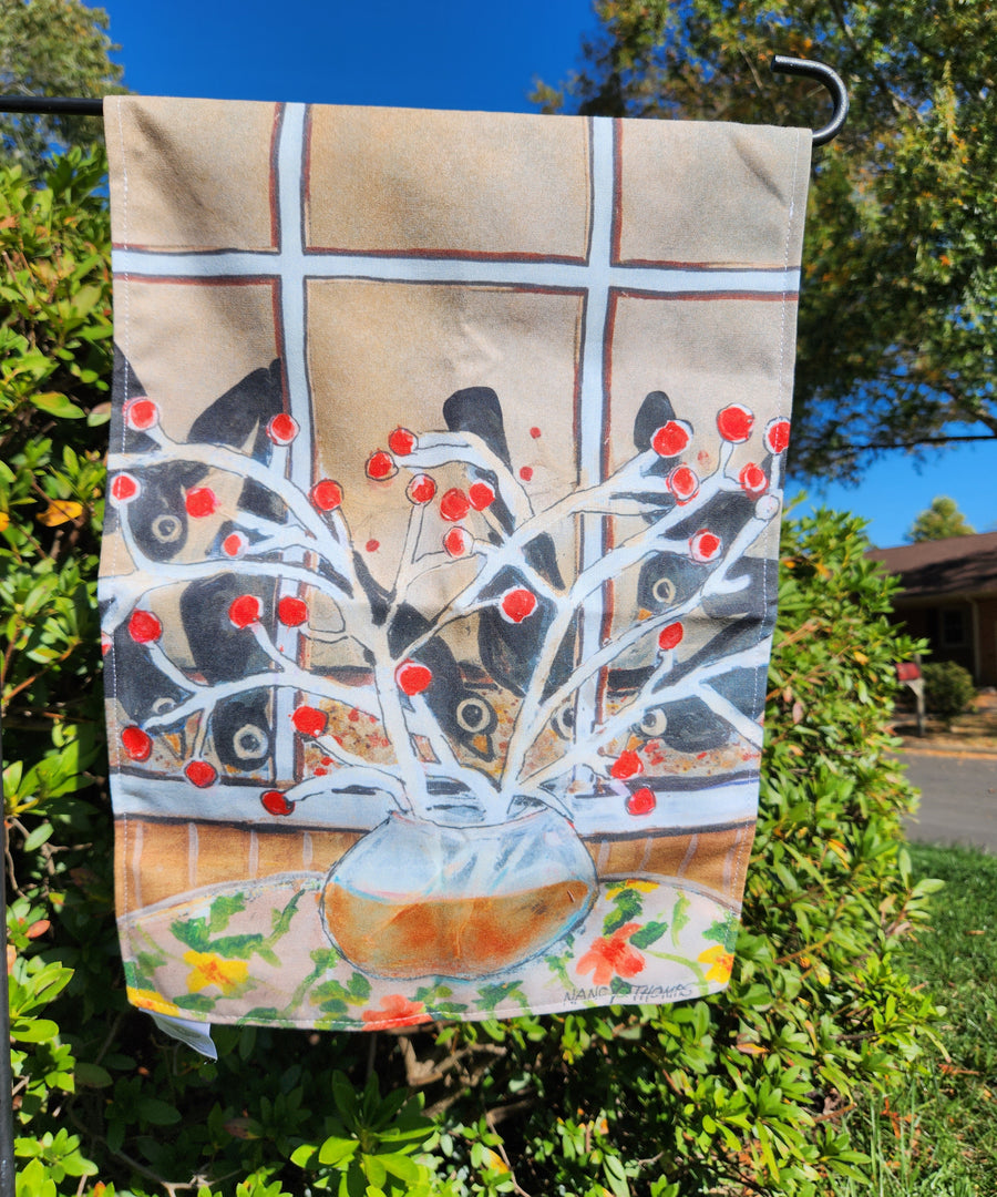 Garden Flags - Blackbirds Feast