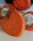 Concrete Love Heart with Petrified White Strawflower