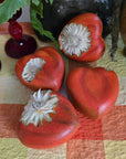 Concrete Love Heart with Petrified White Strawflower