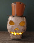 Recycled Iron Skull Lantern