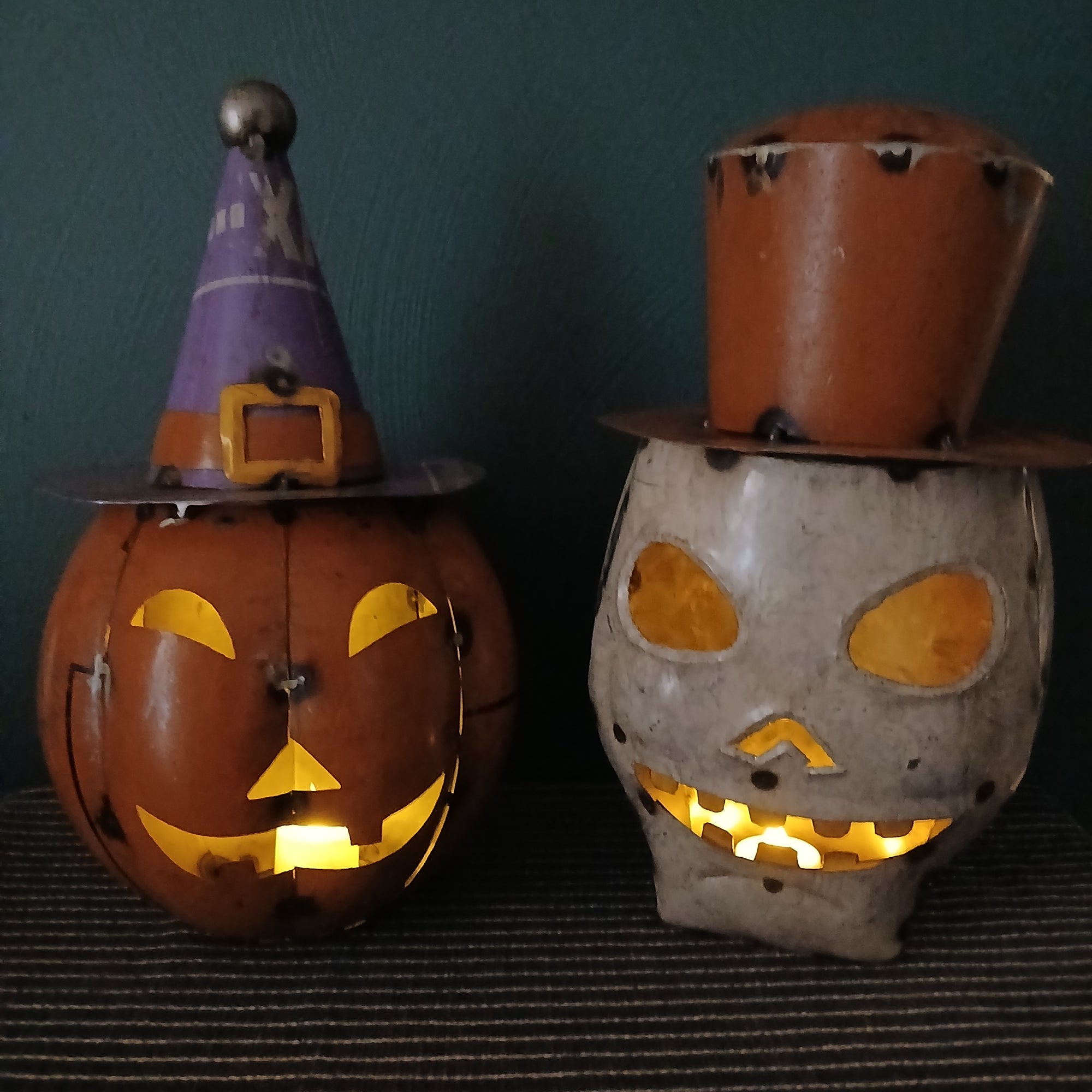 Recycled Iron Skull Lantern