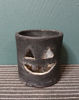 Black Clay Jack-o-Lantern Candle Holders