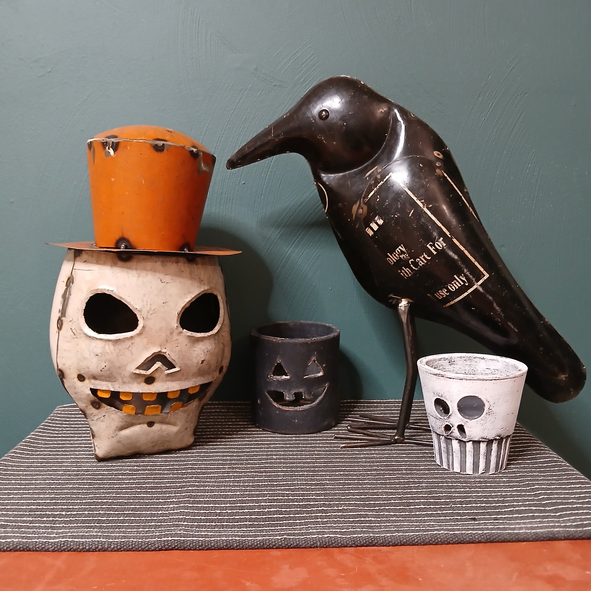 Recycled Iron Skull Lantern