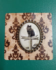 Vintage Black Cat Handmade Brooch - Good Luck