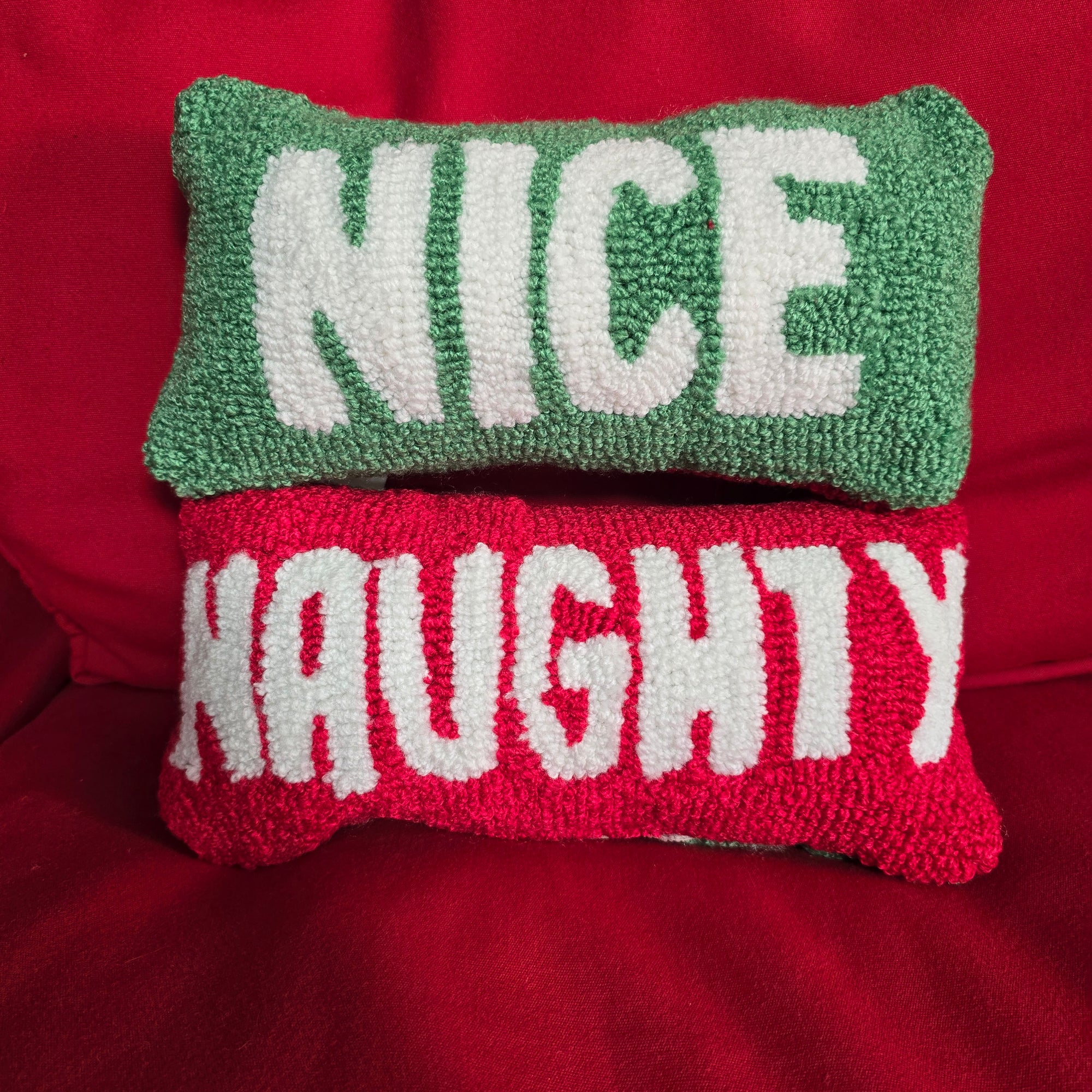 Naughty And Nice Reversible Christmas Throw Pillow