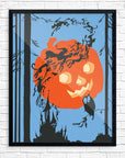 Mid-Mod Print - Halloween Pumpkin Moon & Rising Spirits