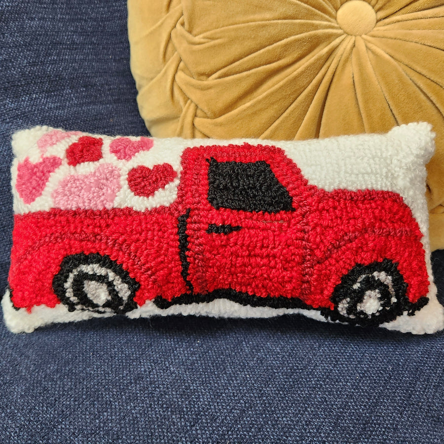 Red Love Delivery Truck Throw Pillow