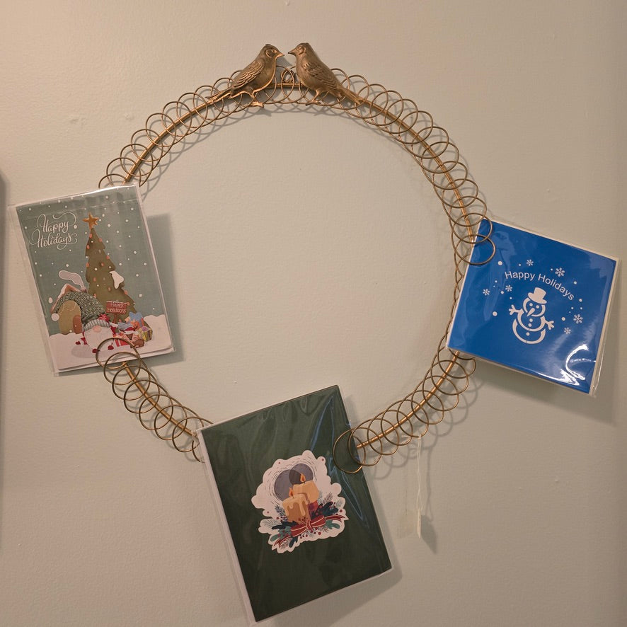 Metal Holder Wreath with Two Birds