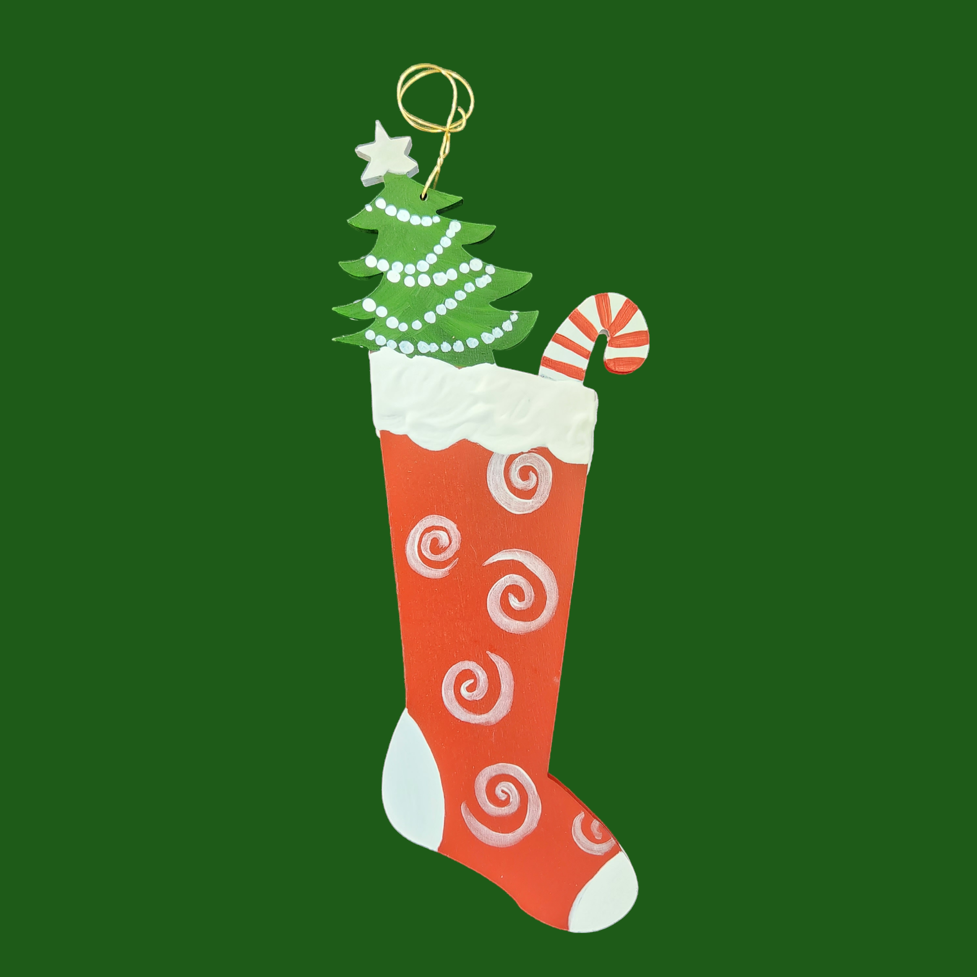 Nancy Thomas Stocking Ornament (Yellow w. Blue Stars)