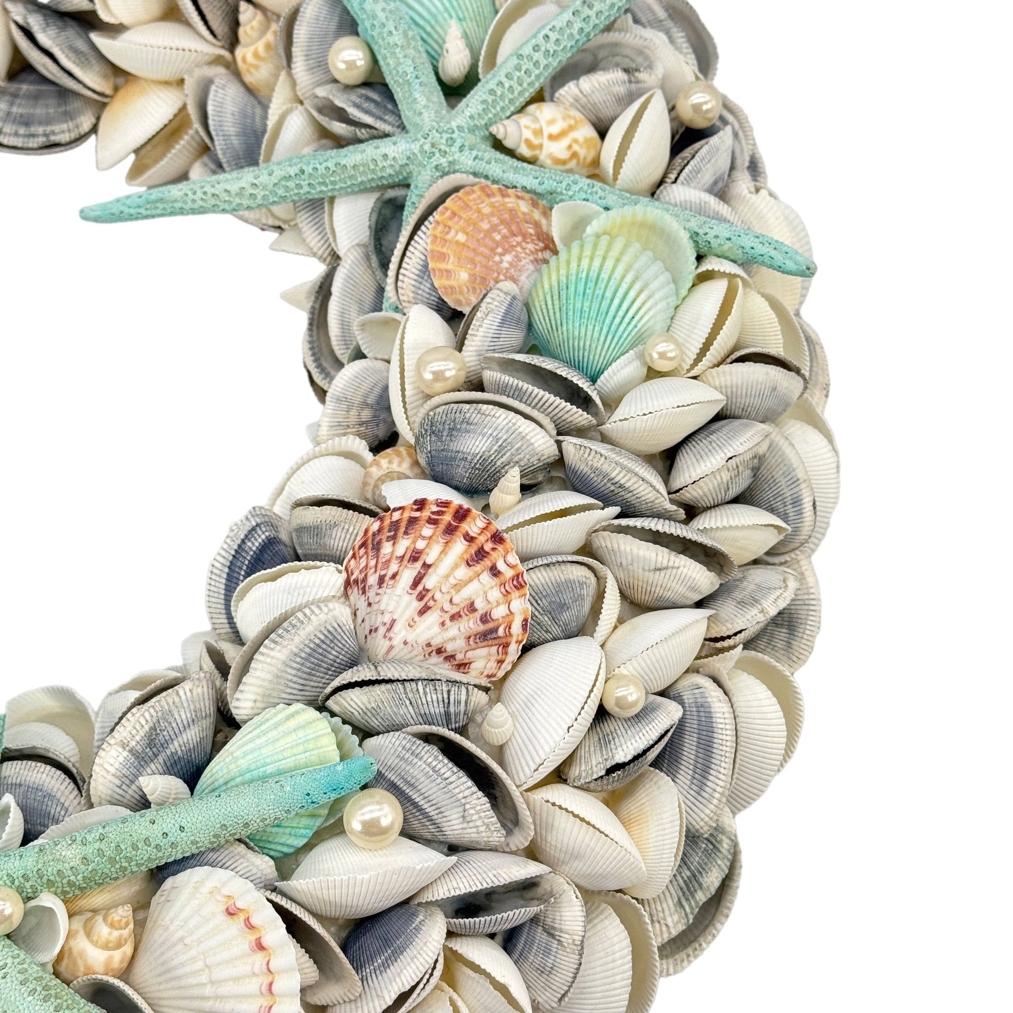 Coastal Seashell Wreath -  Light Blue/Aqua