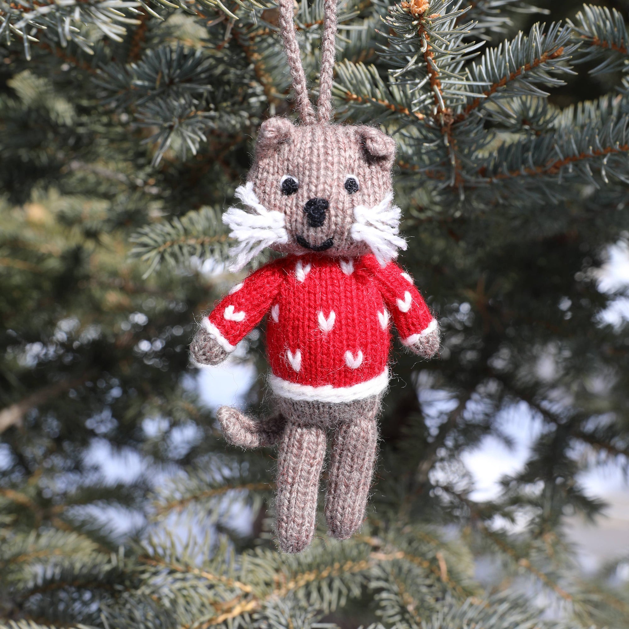 Hand-knit Cat Ornament