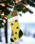 Nancy Thomas Stocking Ornament (Yellow w. Blue Stars)