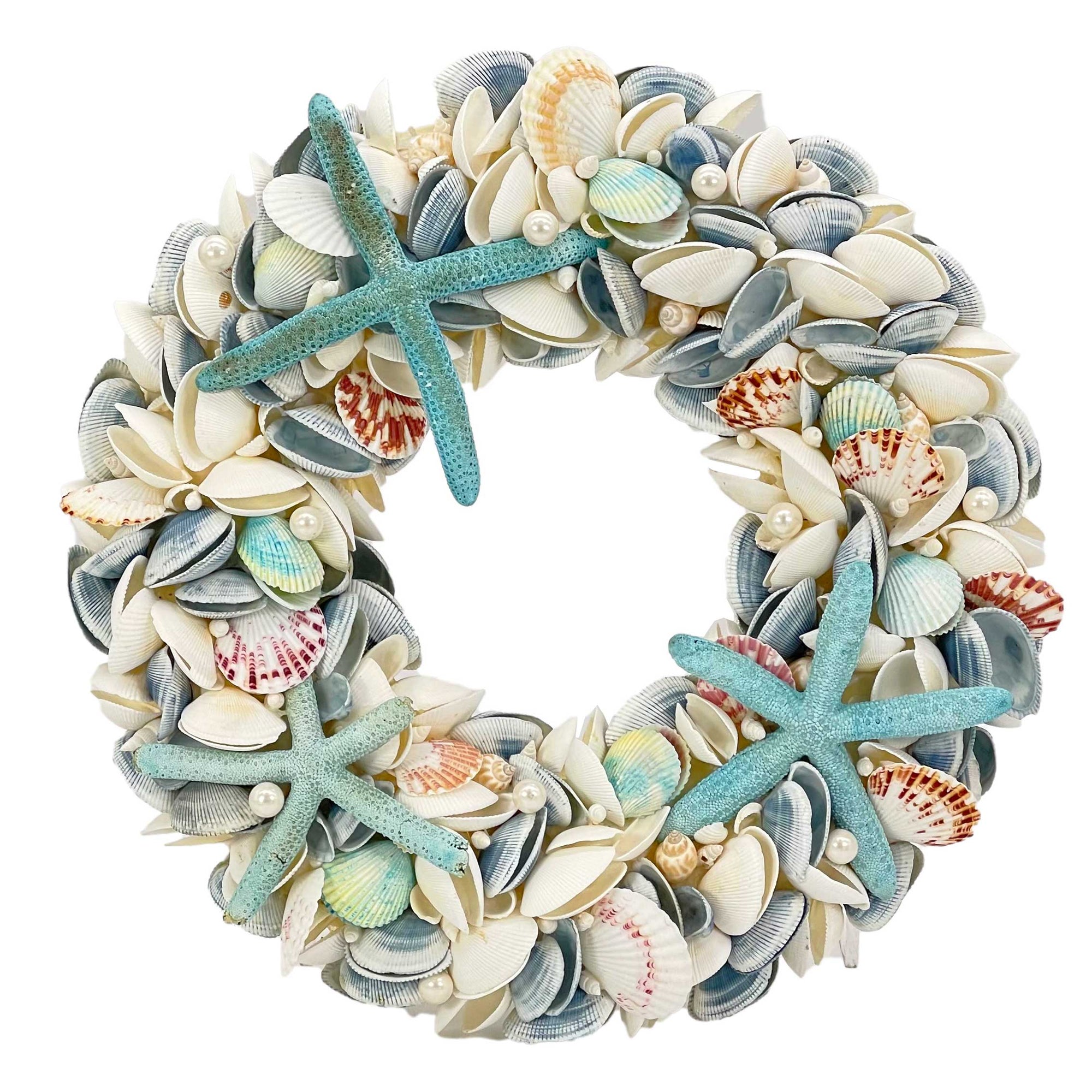 Coastal Seashell Wreath -  Light Blue/Aqua