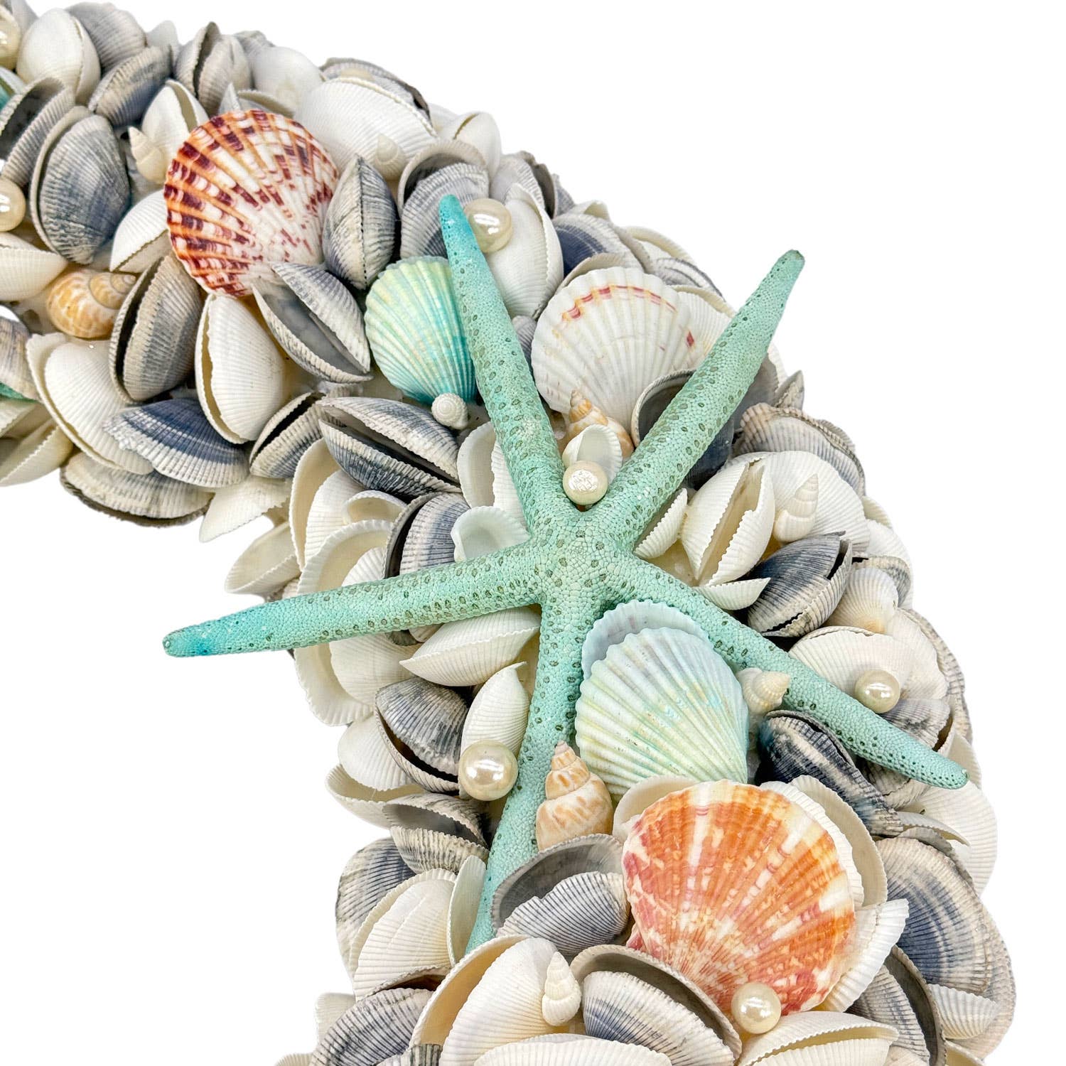Coastal Seashell Wreath -  Light Blue/Aqua