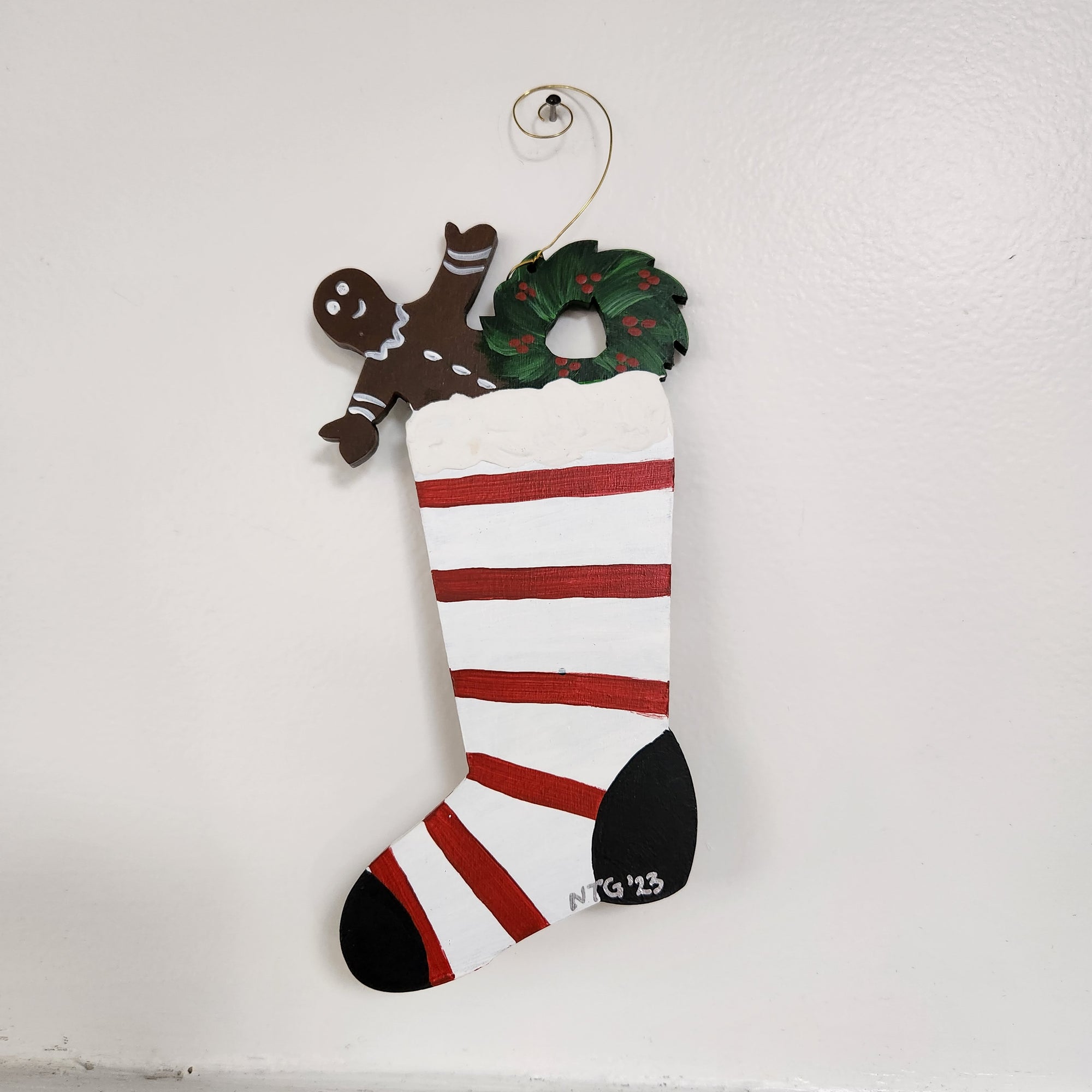 Nancy Thomas Stocking Ornament (Yellow w. Blue Stars)