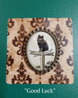 Vintage Black Cat Handmade Brooch - Good Luck